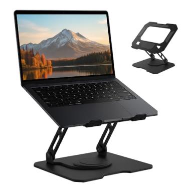 Imagem de Suporte para Notebook de até 17” em Aço Carbono, Ajustável, Dobrável, Base Giratória 360° e Ventilação, Ergonômico e Portátil para Home Office e escritório, também para tablets e celulares