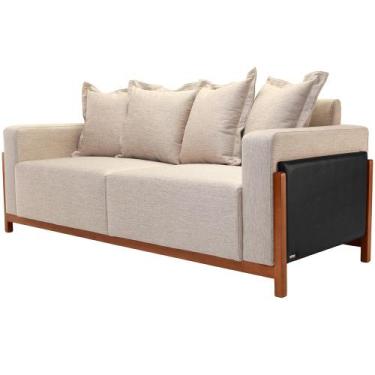Imagem de Sofá 04 Lugares Para Sala De Estar 238 cm Khali B04 Linho Bege materia