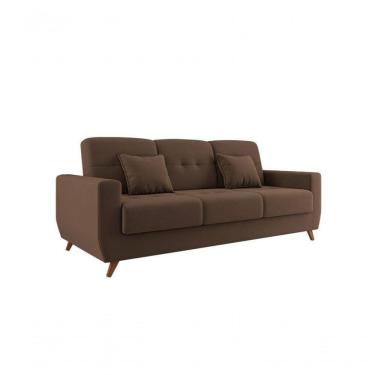Imagem de Sofá Cama Casal Premium 3 Lugares Com Baú 2,08 Larg Pamela Matrix Veludo Turkey Marrom