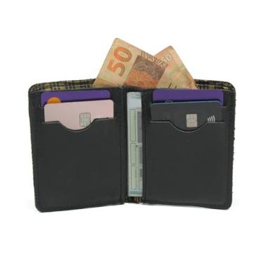 Imagem de Carteira Porta Cartão Em Couro Espaço Para Cartões Notas Cédulas Envio