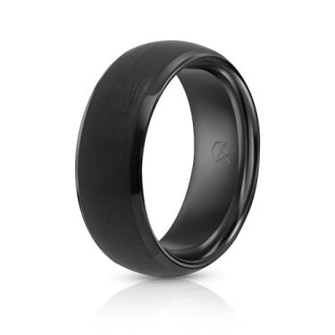 Imagem de Anéis masculinos | Tungstênio | Preto | Cores da faixa interna | 4, 6 e 8 mm | Alianças de casamento, Preto, 9