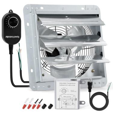 Imagem de Criditpid Exaustor de obturador de 30,5 cm, ventilador de parede de 970 CFM, ventilador de ventilação do sótão com controlador de velocidade e termostato para estufa, garagens, armazém, galpão, porão