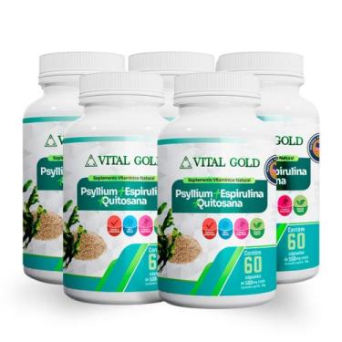 Imagem de PSYLLIUM + ESPIRULINA + QUITOSANA - 500mg (60 Cápsulas) VITAL GOLD, 05