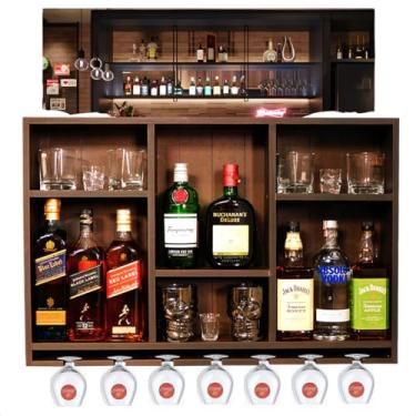 Imagem de Barzinho Bar Aparador Adega Parede Fundo Ripado Sala Porta Taças Porta Copos Decoração Churrasco Geminado Apartamento Suspenso Tabaco Fosco - Adegashow