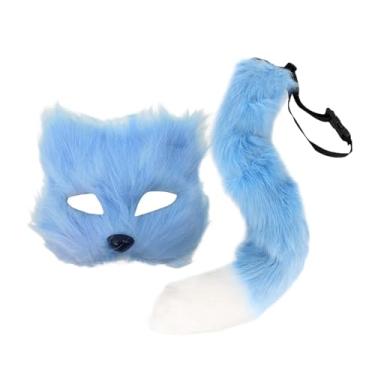 Imagem de MotiveTech Máscara peluda e cauda acessórios de fantasia engraçados para dramatização de Páscoa, Azul