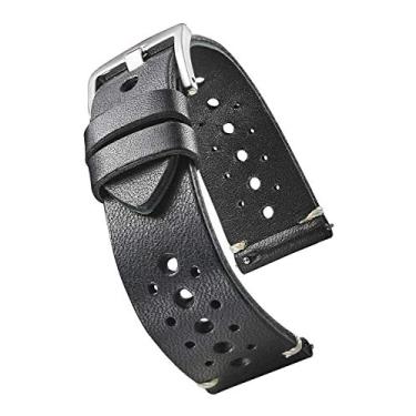 Imagem de Alpine Pulseira de relógio de couro genuíno vintage feita à mão com barras de mola de liberação rápida – Preto, laço, bronze – 20 mm, 22 mm, 24 mm 20MM