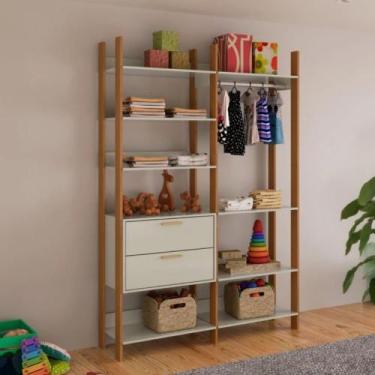 Imagem de Closet Modulado 2pc 1,45m 2 Gavetas Cabide e Prateleiras TW403 Dalla C