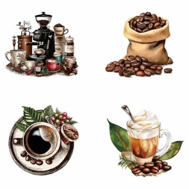 Imagem de GORGECRAFT 4 estilos decalques para janela de bebida 15 x 15 cm decalque de porta deslizante de café estática adesivo de máquina de café adesivo de vidro aderente anticolisão adesivos de alerta de