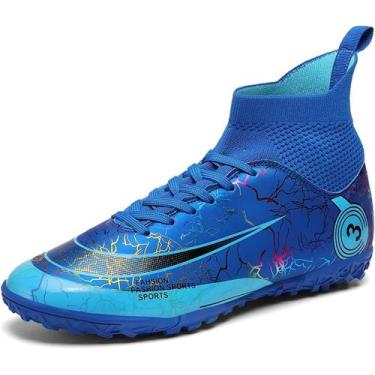 Imagem de Tênis de futebol masculinos de futebol com pontas longas, couro e borr