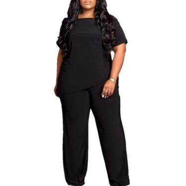Imagem de Conjunto de roupas ANICECUT Plus Size para mulheres curvilíneas, preto
