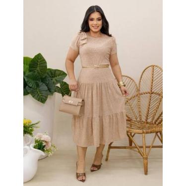 Imagem de Vestido Elegante Rodado Lese Manga Curta Moda Evangélica - Generic, Be