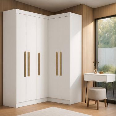 Imagem de Guarda-roupa Modulação 2 Canto com Puxadores Mdf Paris Branco