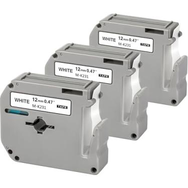 Imagem de Weemay Pacote com 3 unidades de substituição M-K231 para fita Brother M-K231s 12 mm 0,47 branca para etiquetadora Ptouch PT-90 PT-80 PT70BM PT-85 PT-M95 PT65, ideal para casa, escritório e escola