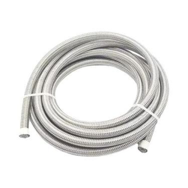 Imagem de Mangueira De Combustível De Aço Inoxidável Trançada PTFE Preta E Prata