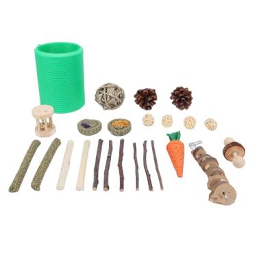 Imagem de OPPWONG Conjunto de Brinquedos para Hamster, Conjunto Completo de Brinquedos para Aventura, Configuração Pronta para Brincar, Rico Em Enriquecimento, Feito à Mão Em Madeira Com Roda