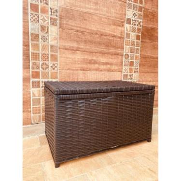 Imagem de Baú Cesta Caixa Organizadora de Fibra Sintética 70x40x40,Quarto, cozinha, varanda, banheiro(ARGILA)