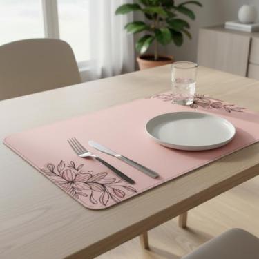 Imagem de Conjunto 6 Lugares Jogo Americano De Mesa, Impermeável Polipropileno Retangular 43cm x 28cm Resistente Fácil De Limpar (flores)