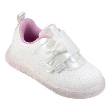 Imagem de Tênis Infantil Branco Lacinho Baby Velcro Pampili Pom Pom Laço Kids Menina-Feminino