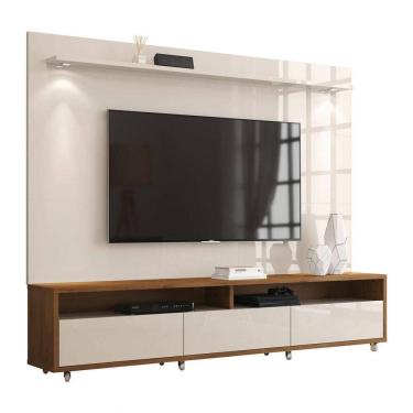 Imagem de Rack Com Painel Aspen Off White Com Madeiro Canela - Moveisaqui