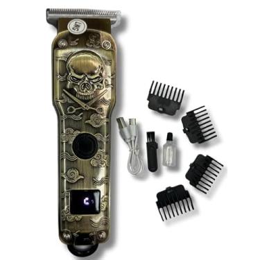 Imagem de Máquina de Cortar Cabelo e Barbear Profissional Sem Fio Metal com Display LCD - Barbeador Elétrico Recarregável (Pirata)