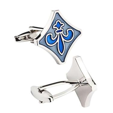 Imagem de Abotoaduras masculinas genéricas, esmaltadas em tom de prata, azul, pa
