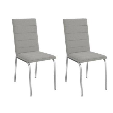 Imagem de Cadeira Sala De Jantar Amsterdã 2c091 Aço Kit 2 Un Cromado-boucle Cinza - Kappesberg