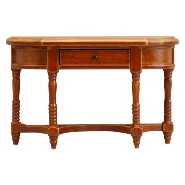 Imagem de Mobiliário de casa de bonecas em miniatura, meia mesa de madeira vintage