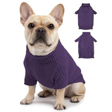 Imagem de Suéteres para cães pequenos, médios e grandes, roupas clássicas para animais de estimação com gola rolê, casaco térmico quente de inverno, gola grossa de tricô duplo, pulôver para clima frio para uso