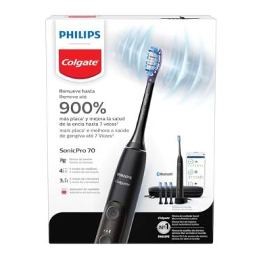 Imagem de Escova de Dente Elétrica Philips Colgate Sonic Pro 70 | Recarregável, bivolt, tem 3 refeis e um estojo para viagem