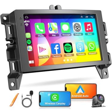 Imagem de Rádio de carro Android 15 de 7 polegadas para Chrysler 200 2015 2016 2017, com carro sem fio Carplay Android, navegação GPS e unidade de cabeça de tela sensível ao toque Bluotooth, 4G + 64G, câmera