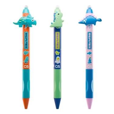 Imagem de Kit 3 Canetas Gel Retrátil Apagável CiS 0.7 Azul Dino Verso Conjunto E