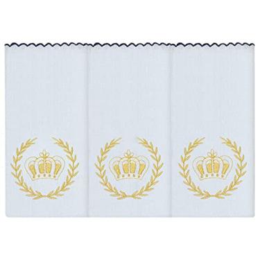 Imagem de Jogo Fralda de Ombro Borbada 100% Alg 03 Peças - Realeza Azul Marinho e Caqui