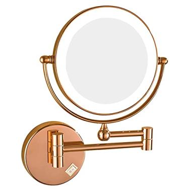 Imagem de Espelho de parede, vidros duplos, espelho de expansão 7X, espelho de maquiagem montado na parede, espelho dobrável, espelho giratório de banheiro de 360 graus