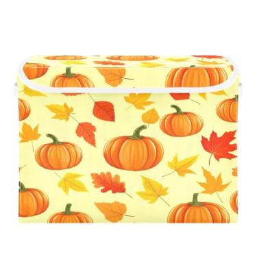 Imagem de STAYTOP Cestos de armazenamento de abóbora de Ação de Graças com tampas e alça de transporte, caixas de armazenamento dobráveis organizadores de recipientes para casa, quarto, armário, escritório