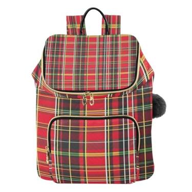 Imagem de CEBUGI Mochila feminina xadrez natalina, leve, para viagem, 15 L, bolsa de ombro feminina