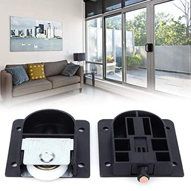 Imagem de Roda de porta deslizante de plástico preto com rolamento embutido, haste de rolamento grossa e interruptor ajustável fácil, adequado para guarda-roupas, gavetas, armários, etc., baixo ruído,