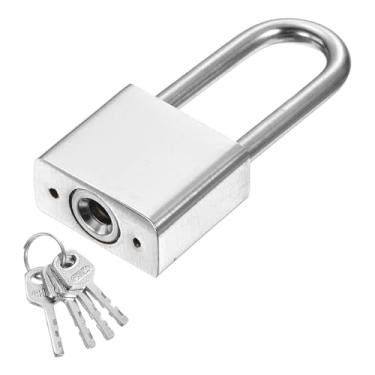 Imagem de PATIKIL Trava resistente de 30 mm, 1 cadeado de liga de aço de alta segurança com 4 chaves para janela de porta de armazenamento de contêiner de transporte de armazém (H: 66 mm