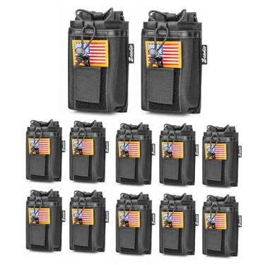 Imagem de Zeadio Coldre de rádio Molle ajustável, suporte para walkie talkie com velcro destacável e painel de gancho e laço - acessório tático compatível (ZNC-G, pacote com 12)