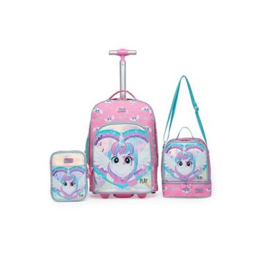 Imagem de Kit Mochila Escolar Menina Rosa Unicornio Estojo Lancheira - YUPE, U