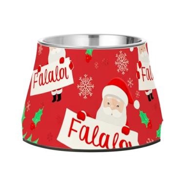 Imagem de Burbuja Tigela de ração de aço inoxidável para cães de Papai Noel para comida e água, antiderrapante para cães médios e gatos, 590 ml