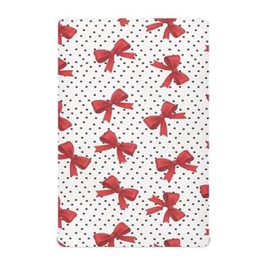 Imagem de Burbuja Lençol de berço com laço em bolinhas para meninos e meninas, lençol com elástico 71 x 132 cm para colchões de berço padrão e infantil, macio e respirável