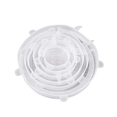Imagem de 6 Pacote Tampas de Silicone Reutilizáveis Elásticas para Comida Tampa Elástica Selagem Armazenamento Alimentos Manter Geladeira Micro-ondas Grau Alimentar Auxiliar Cozinha