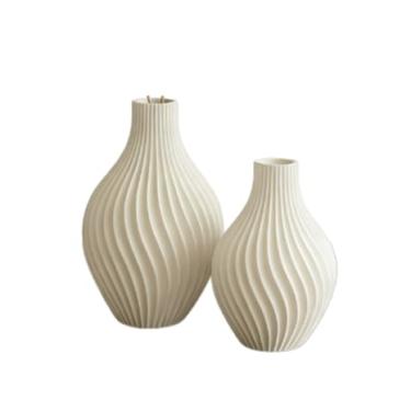 Imagem de Kit Vaso Minimalista Moderno - 2 Vasos Moderno- Cachepot em Plástico de para Plantas, Sala e Varanda(Branco)