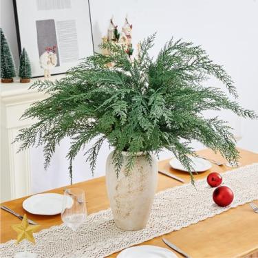 Imagem de NUTIKAS Hastes de cipreste de Natal para vasos de cedro - toque real, realista, artificial, vegetação sintética, enchimentos de ramos de pinheiro e decoração de casa de fim de ano, 91 cm de