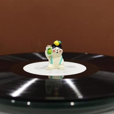 Imagem de sdroceRyaM Decoração de toca-discos Pomelo Cat toca-discos, acessório de mesa giratória de desenho animado, grampo de peso para amortecimento de vibrações, disco LP