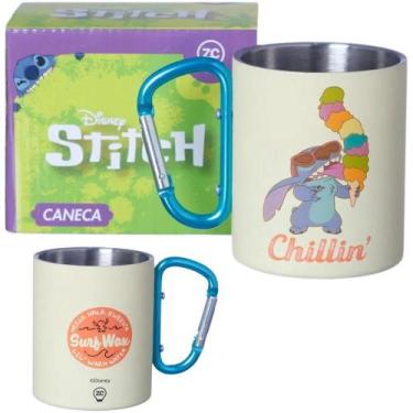 Imagem de Caneca Stitch Sorvete Aço Inox Com Mosquetão Oficial Disney - Zona Cri