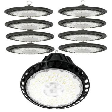 Imagem de Kit Com 10 Luminárias LED High Bay UFO 200W, Certificação CE, IP65 À Prova D’água, 180–260V (tensão Ampla), 20.000 Lm, 6500K — Iluminação Comercial Para Oficina, Galpão E Armazém
