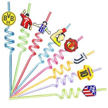 Imagem de 8 peças de canudos reutilizáveis com tema da Copa do Mundo de 2026, lembrancinhas de festa de futebol para aniversário, dia de jogo, decorações de porta traseira, lembrancinhas de festa da Copa do