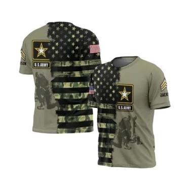 Imagem de Camiseta Casual Masculina De Verão Com Estampa Camuflada 3D De Secagem