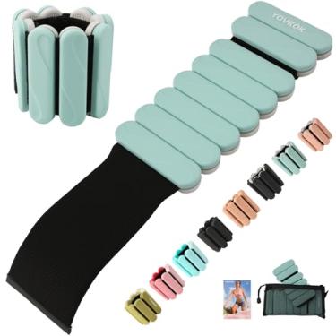 Imagem de Conjunto de 2 pesos de pulso de silicone para mulheres e homens, pesos para pernas/braços, ideais para treino de academia em casa, corrida, ioga, pilates, barra, exercício, treinamento de força (azul